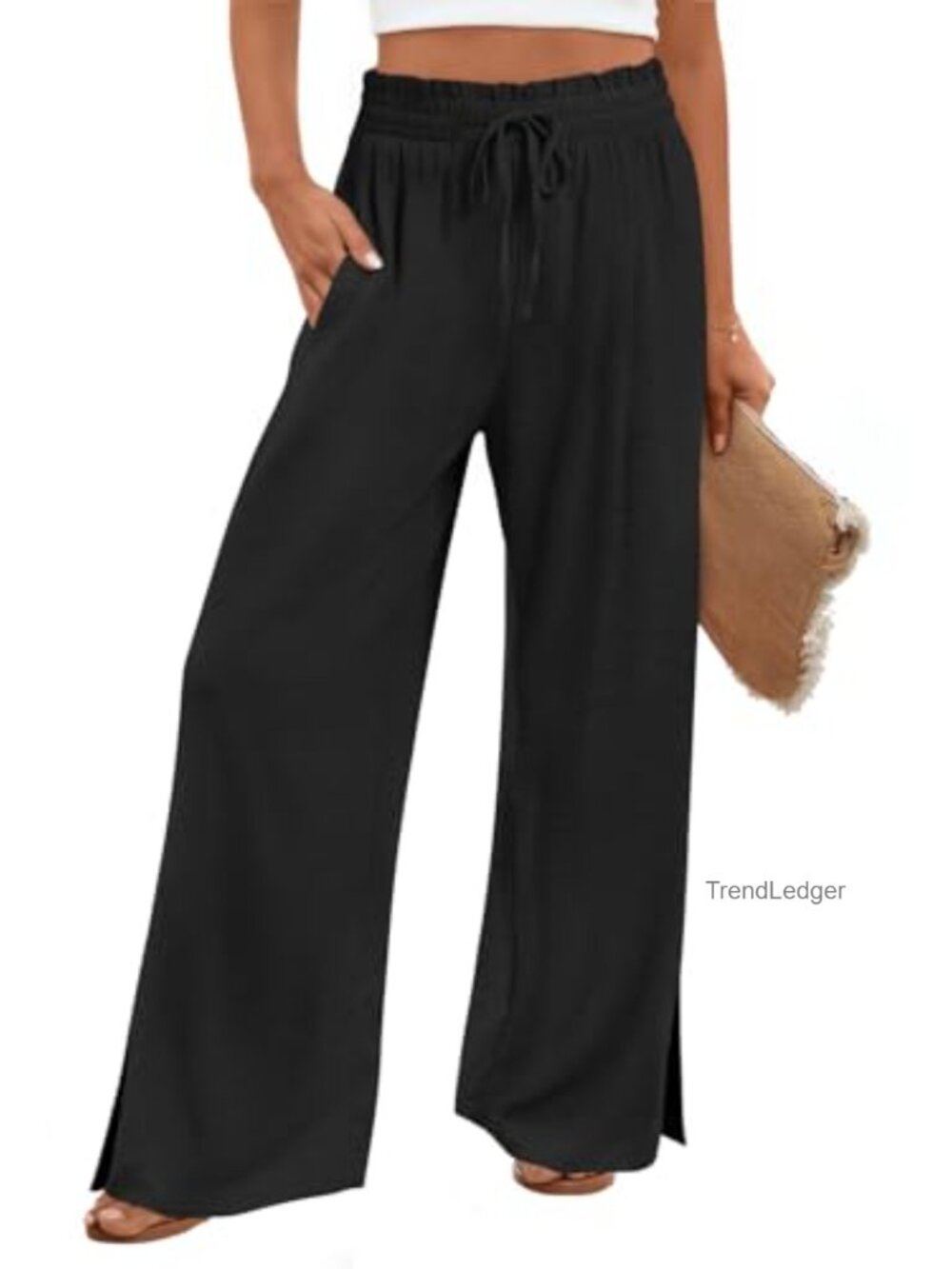 Wide Leg High Waisted Palazzo Pants with Pockets Lightweight